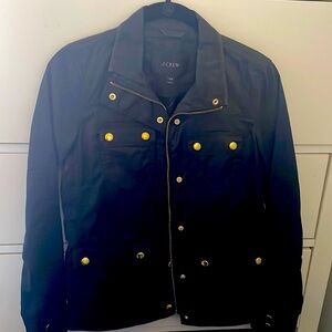 J. Crew dark navy jacket w zipper/gold accents